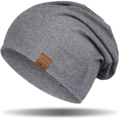 Produktbild von Beanie Damen Herren Baumwolle Slouch Mütze Grau