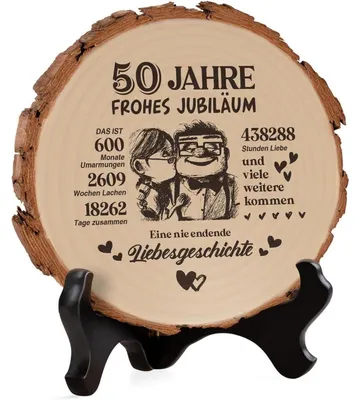 Image de Plaque en bois pour célébrer le 50e anniversaire de mariage, cadeau pour lui et pour elle, décoration pour un mariage d'or