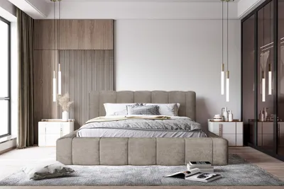 Produktbild von Polsterbett Doppelbett HAILEY 140x200cm Komplettset in Stoff Sometimes Dunkelbeige