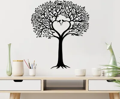 Image de Wallity, Love Tree, décoration murale, noir, métal, 59 x 70 cm