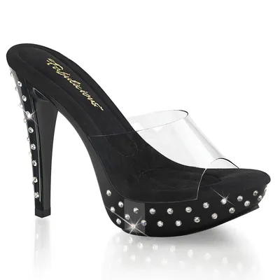 Produktbild von COCKTAIL-501SDT Damen Slipper von Fabulicious, Transparent Schwarz , EU 43, US 13