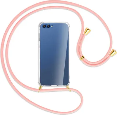 Produktbild von Handykette Backcover-Schutzhülle mit Band (Metall goldfarben) für Honor 10 - rosa