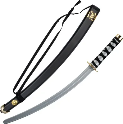 Produktbild von Großes Ninjaschwert mit Scheide Schwarz/Grau/Gold 73 cm Kostüm-Zubehör