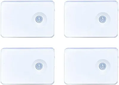 Image de Lot de 4 stations de recharge sans fil avec détecteur de mouvement, interrupteurs de nuit intelligents à LED avec détecteur de mouvement, lampe murale RGBW pour armoires, escaliers, couloirs, salles de bains et autres pièces