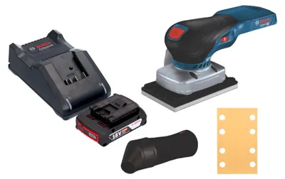 Obrázok produktu pre Bosch GSS 18V-13 Professional akumulátorová vibračná brúska 18 V 100 x 110 mm + 1x akumulátor 2,0 Ah + nabíjačka