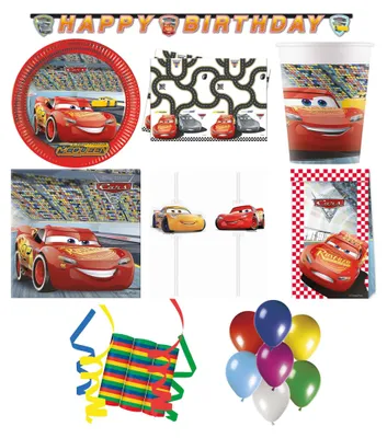 Produktbild von 16-tlg. Set Kindergeburtstag Party Feier Fete Deko Motto Cars