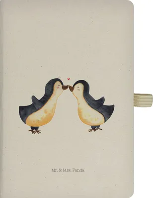 Produktbild von Mr. & Mrs. Panda notizbuch Pinguin Liebe - Transparent - Geschenk, Kladde, Journal, a4, Hardcover, Pinguine, Tagebuch, Verliebt, Vertraut, Pärchen, Freundin, glücklich