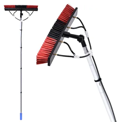 Image de Brosse de nettoyage pour fenêtres amovible - Tige télescopique - 11 mètres - Pour panneaux solaires - Pour vitres extérieures - Réglable