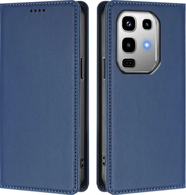 Obrázek produktu pro Kožené pouzdro pro Infinix Note 50 4G/Note 50 Pro 4G, magnetické flipové pouzdro zPolyuretankůže se stojánkem Tmavě modrá