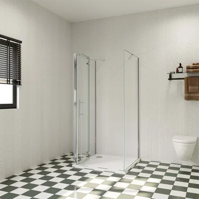 Produktbild von 120x80cm 195cm U-Duschkabine Duschtür Glastür Scharniertür Falttür Nano Glas