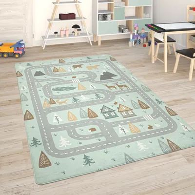 Produktbild von Kinderteppich Teppich Kinderzimmer Spielmatte Straßenteppich Spielteppich Grösse 80x150 cm