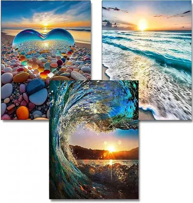 Productafbeelding van Diamond Painting Set van 3 volwassenen - 5D-diamantschilderset voor volwassenen - Doe-het-zelf handgeschilderd - Aurora olieverfschilderijset