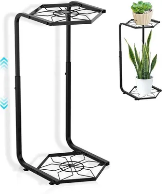Produktbild von Metallische 2-Türme Pflanzständer - Anpassbar 21,3" 24,8" 28,3" für Garten, Terrasse, Balkon