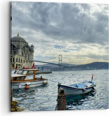 Produktbild von Bild auf Leinwand - Leinwandbild - Architektur asien boot brücke - 70x70cm - Wand Bild - Wanddeko - Leinwanddruck - Bilder - Kunstdruck - Wanddekoration - Leinwand bilder - Wandkunst - AC70x70-2102