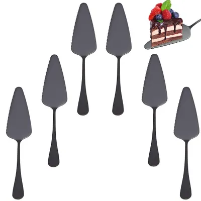 Image de Inovra - Spatule à gâteau professionnelle - 6 pièces - Acier inoxydable - Lavable au lave-vaisselle - Bord dentelé - Dimensions : 4,8 x 23 cm - Trancheur à gâteau