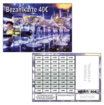 Produktbild von 1600 Abstreichkarten Verzehrkarten Wertmarken Guthabenkarten 40 Euro Bezahlkarten 1600VA40