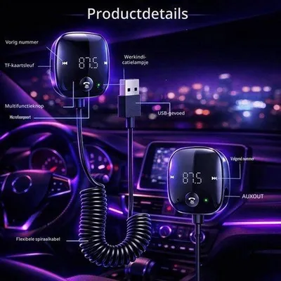 Obrázek produktu pro Bluetooth FM Transmitter & Fm Transmitter Auto Bass & Hi-Fi Stereo pro Bluetooth handsfree auto rádio