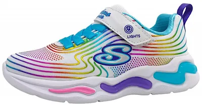 Immagine prodotto di Skechers Wavy Beans, scarpe da ginnastica con velcro per bambine, colore bianco, ideali per il tempo libero