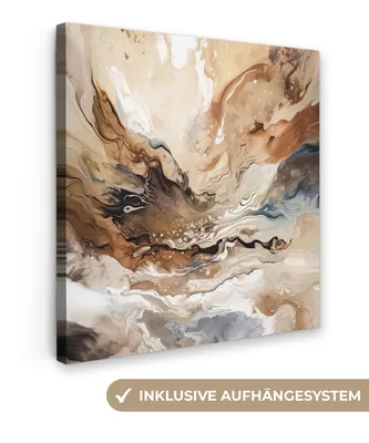 Produktbild von MuchoWow® - Leinwandbilder - Abstrakt - Kunst - Farbe - Beige - Modern, Wandbild, Wanddeko Bilder Wohnzimmer, 90x90 cm