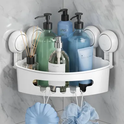 Produktbild von Eckendusche mit Saugglocken, wasserdicht, abnehmbar, Badezimmerregal