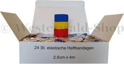 Produktbild von 24 Stück Bandage elastische selbsthaftende Haftbandage 2,5 cm x 4 m