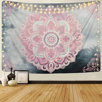 Produktbild von Unyqoos® Großer psychedelischer Wandteppich mit Mandala- und Pfauenmotiv, 100% Polyester – vielseitiger Wandbehang, Decke, Raumteiler, pflegeleicht