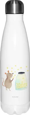 Produktbild von Mr. & Mrs. Panda Thermosflasche Maus Sterne - Weiß - Geschenk, Lustige Sprüche, trinkflaschen, thermobehälter, Taufe, Schwangerschaft, Thermos, thermosflaschen, Geburt