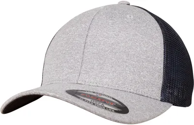 Produktbild von FLEXFIT 6311 | Flexfit Melange Mesh Cap, Schwarze Schirmunterseite - Farbe: Heather Grey/Navy - Größe: One Size