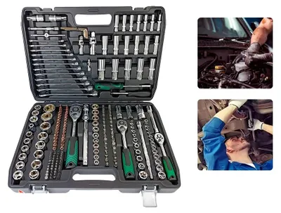 Obrázek produktu pro Ergonomická sada nástrčných klíčů, 216 dílů, 1/4 palce, 3/8 palce, 1/2 palce, 24zubá ráčna