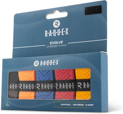 Produktbild von Overgrip Tape für Schläger, Set von 5, Rutschfest, Blau, Rot, Gelb, Orange, Schwarz, für Tennis
