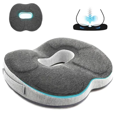 Immagine prodotto di Cuscino per sedia anti-decubito - Cuscino ortopedico a forma di ciambella - Efficace sollievo per emorroidi/mal di schiena - Ideale per ufficio/auto - Copertura lavabile in lavatrice - Cuscino a forma di ciambella