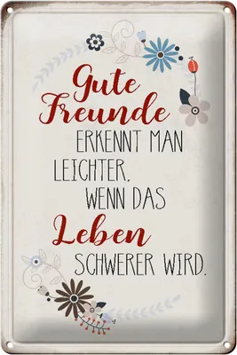 Produktbild von Blechschild gute Freunde erkennt, 30x20 cm, Blechschilder Spruch Glück Weisheit