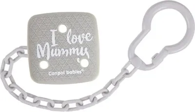 Obrázok produktu pre Canpol Babies I Love Mummy retiazka na cumlk siv, 1 kus