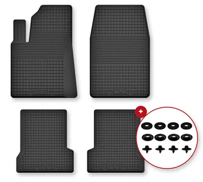 Produktbild von Gummifußmatten Wannenmatten Schwarz für Ford Fusion 2005-2012 4-tlg mit Clips