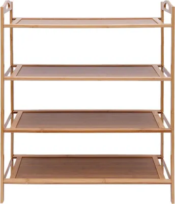 Obrázok produktu pre Stojan na topánky z bambusu – 4-poschodový stojan na topánky – 60 × 25 × 67 cm – bambus a MDF – 7,5 kg na policu – voľne stojací