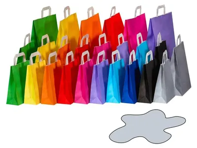 Produktbild von 250x Papiertragetaschen Papiertaschen Flachhenkel 18x8x22cm grau 70gr.