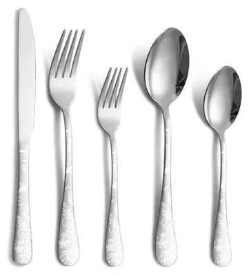 Produktbild von Edelstahl Besteckset für 4 Personen – 20-teilig, Messer, Gabel, Löffel, Spiegelpoliert, Spülmaschinenfest, Camping Besteck