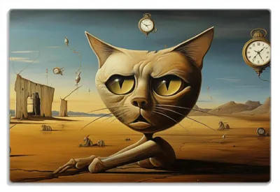 Produktbild von Wallario Frühstücksbrettchen aus Glas 20 x 30 cm mit rutschfesten Füßen, Motiv Katze als Zeitwächter