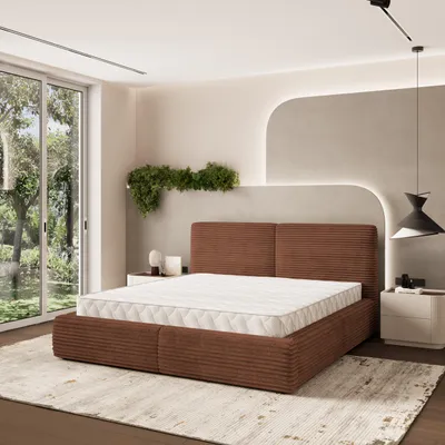 Produktbild von Masseno Polsterbett FELURO 180x200 cm, Polsterbett mit Bettkästen -Braun, TILIA 52