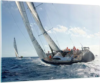 Produktbild von Bilder auf glas - Segelschiff Meer - 100x70cm - Glasbilder - Wandbilder - Kunstdruck - zum Aufhängen bereit - Wanddekoration aus Glas - Glas Bilder - Wandbild auf Glas - Einteilig - GAA100x70-4032