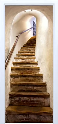 Produktbild von Stoffaufkleber für Türen, Alte Wendeltreppe, Schloss 733PD