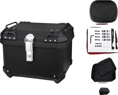 Obrázok produktu pre Úložný box na motorku, zámok proti krádeži, vodotesný dizajn, 45 l matná čierna