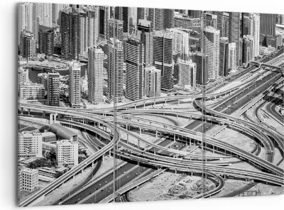 Produktbild von Bild auf Leinwand - Leinwandbild - 3 Teile - Stadt Wolkenkratzer Autobahn - 105x70cm - Wand Bild - Wanddeko - Wandbilder - Leinwanddruck - Bilder - Wanddekoration - Leinwand bilder - CE105x70-5065