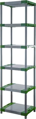 Produktbild von Kunststoffregal GREY BEAR | Extra-Tall | HxBxT 220x60x46cm | Fachlast 120kg | Grau-Grün