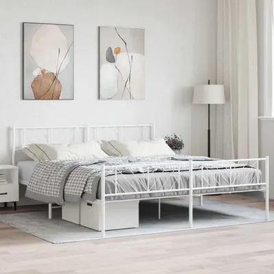 Produktbild von Möbel Bettgestell mit Kopf- und Fußteil Metall Weiß 180x200 cm - Klassische Betten 372250
