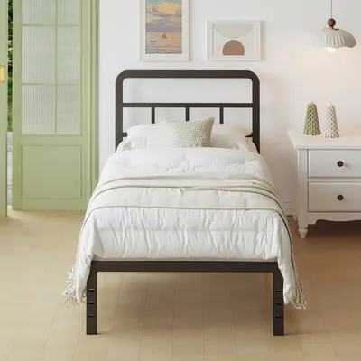 Imagen del producto de Estructura de cama de metal de 90x200 cm con cabecero curvado