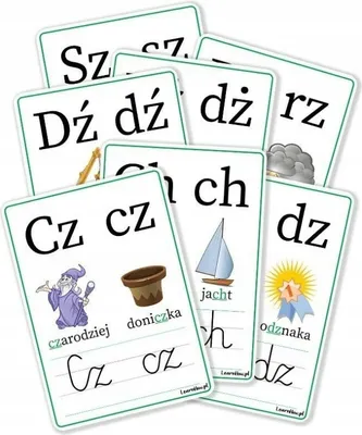 Zdjęcie produktu dla Plansze edukacyjne A4 - Dwuznaki 7 kart