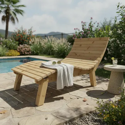 Produktbild von Gartenliege Relaxliege "Liege-Franzi" (Zirbe) Breite 100cm Einstiegshöhe 50cm mit Füßen