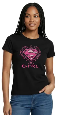Produktbild von Spreadshirt DC Comics Superman Logo Tattoo Girl Frauen T-Shirt, M, Schwarz