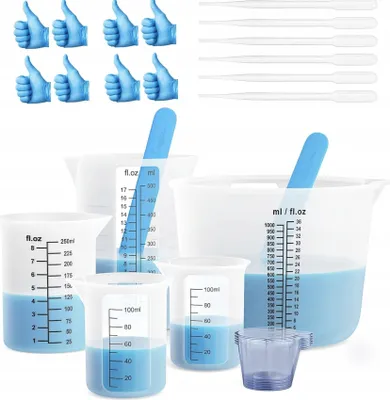 Zdjęcie produktu dla Silikonowe miarki do żywicy epoksydowej 1000 ml 500 ml 250 ml 100 ml